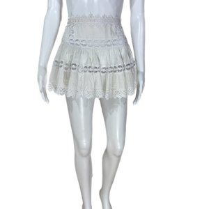 PRE-OWNED - Charo Ruiz White Greta Lace Trimmed Mini Skirt Size XS
